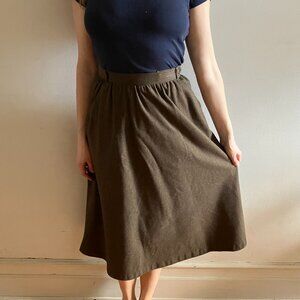 Vintage Women's Wool Brown Tailored Midi Length A-Line Skirt Fully Lined Sz 8